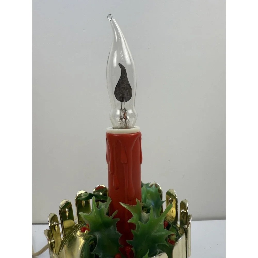 Vintage Pair of Christmas Candle Electric Lights W/Original Flame Bulbs